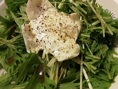 ブラータ生モッツァレラチーズと水菜のサラダ